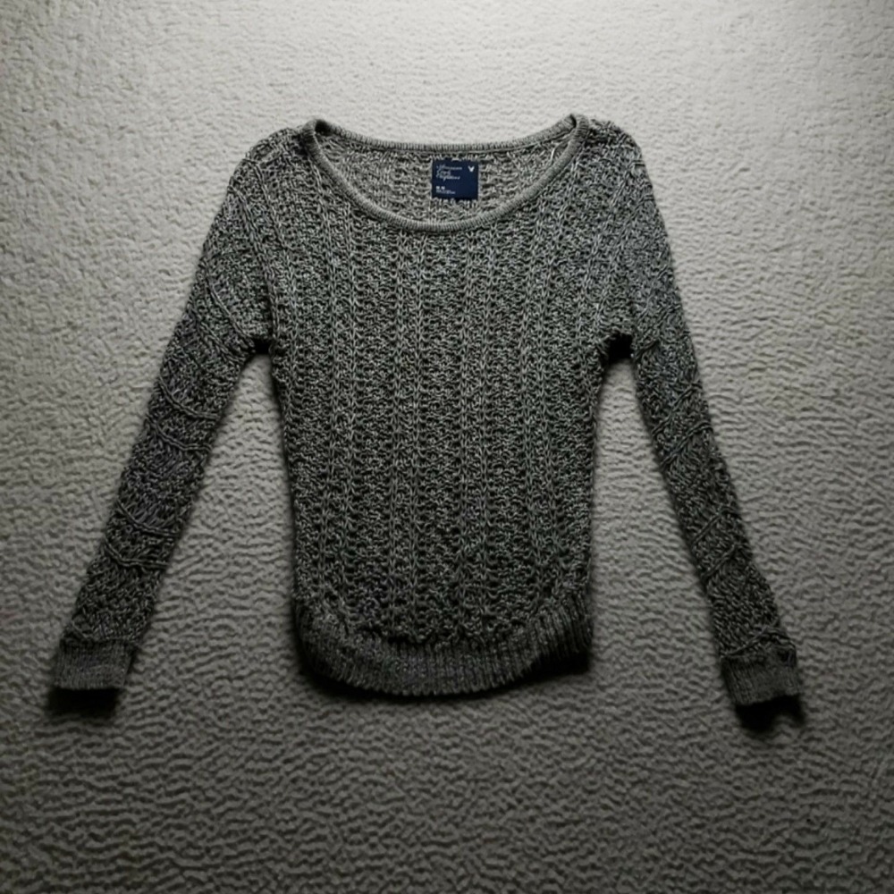 American Eagle Outfitters Sweater Womens Medium Gray Boat Neck Knit Pullover